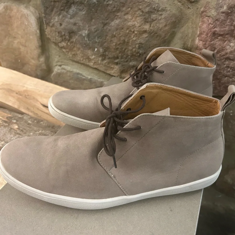 Alfani Men's Suede Chukka Boots in Taupe with White Sole 11.5 M